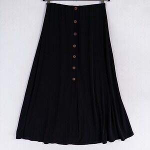 Always Indigo Midi Maxi Skirt Womens Sz Large Black Stretch Pull On Buttons
